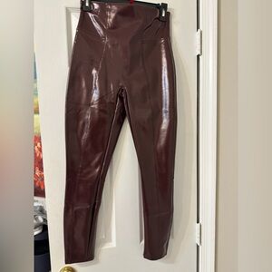 SPANX Shiny Burgundy Leggings